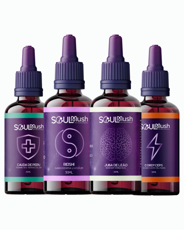 Kit 4 unidades de 30 ml - Cauda de Peru + Cordyceps + Juba de Leão + Reishi